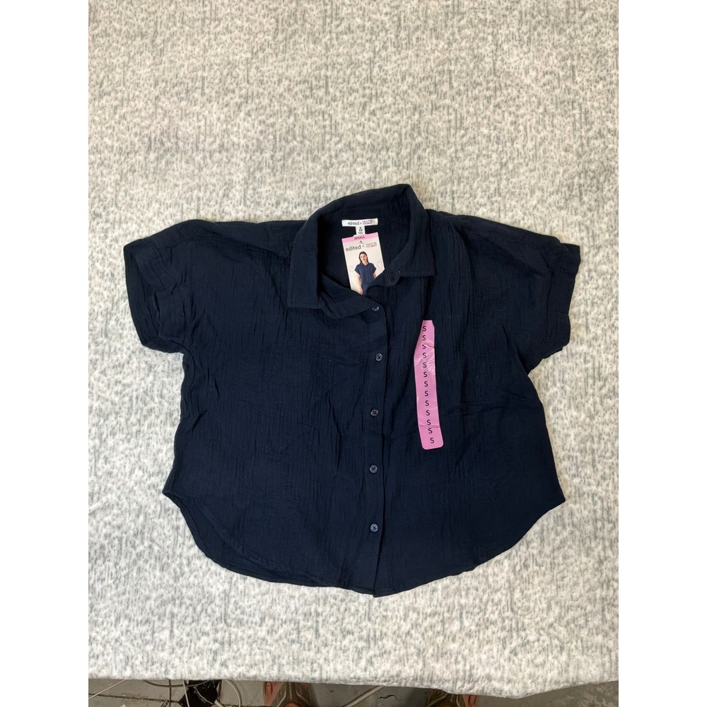 Edited x Hunter McGrady Navy Blue Cotton Gauze Camp Shirt ER7006B Small NWT